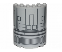 Cylinder Half 3 x 6 x 6 with 1 x 2 Cutout with SW The Razor Crest Hull Plates Pattern (Sticker) - Set 75292