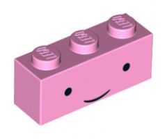 Brick 1 x 3 with Face Black Eyes, Thin Smile Pattern (Princess Bubblegum)