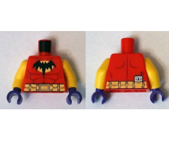 Torso Batman Logo on Light Orange Oval with Muscles and Gold Belt Front and Back Pattern / Yellow Arms / Dark Purple Hands