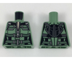 Torso Female Armor with Straps and Metallic Silver Zipper Pattern