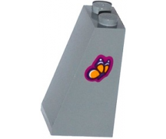 Slope 75 2 x 2 x 3 - Solid Studs with Bright Light Orange Butterfly on Magenta Background Pattern on Side (Slope Face to Left) (Sticker) - Set 41122