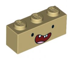 Brick 1 x 3 with Face Black Eyes, Wide Open Red Smile with 3 Teeth with Gap and Tongue Pattern (Finn)