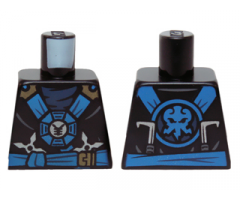 Torso Ninjago Blue and Gold Straps and Belt, Round Emblem, Weapons and Dark Blue Undershirt Pattern