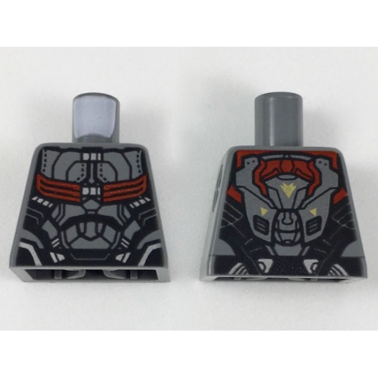 Torso Armored Flight Suit with Black Panel Lines and Red Straps Pattern
