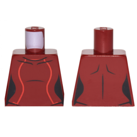 Torso Female Outline, Black Neckline and Collarbones, 2 Red Stripes Pattern