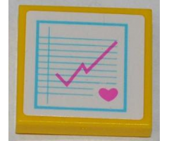 Tile 2 x 2 with Pink Heart and Medical Chart Pattern (Sticker) - Set 3188