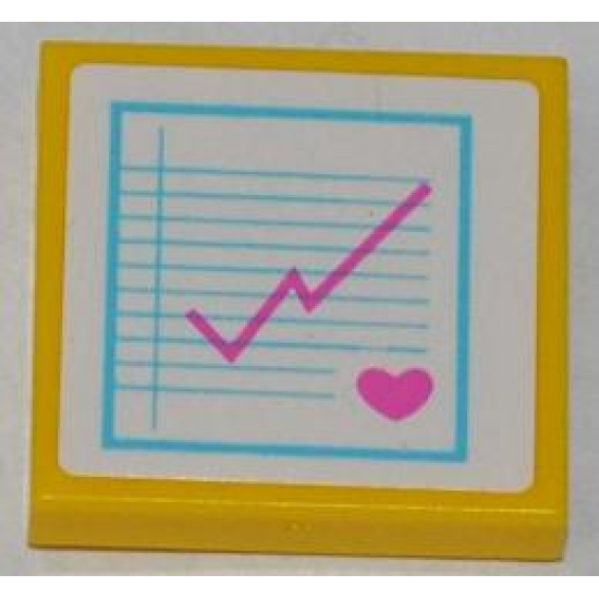 Tile 2 x 2 with Pink Heart and Medical Chart Pattern (Sticker) - Set 3188