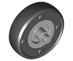 Wheel Small with Stub Axles and Fixed Black Tire 14mm D. x 4mm Smooth
