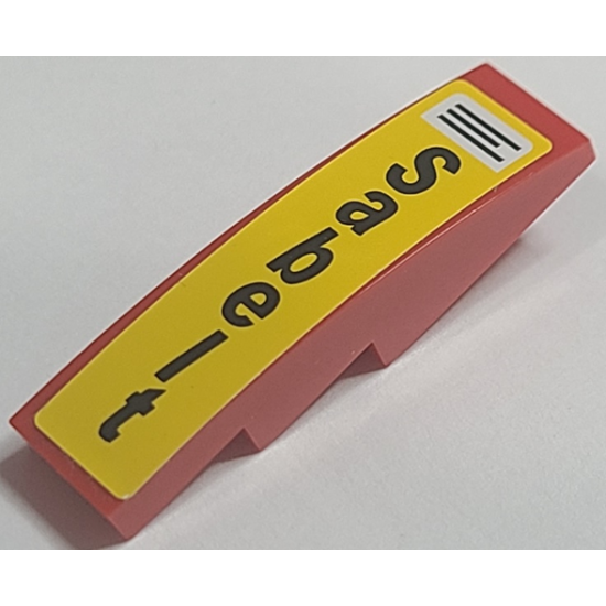 Slope, Curved 4 x 1 with Black Lines on White Rectangle and 'Sabelt' on Yellow Background Pattern (Sticker) - Set 8157