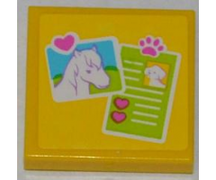 Tile 2 x 2 with Horse Head Photo and Dog ID Pattern (Sticker) - Set 3188