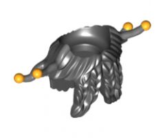 Minifigure, Body Wear Beard, Braided with Hair in Back and Four Gray and Yellow Ends Pattern