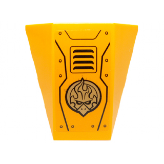 Wedge 4 x 4 No Studs with Gold Chima Emblem, Vents and Rivets Pattern (Sticker) - Set 70227