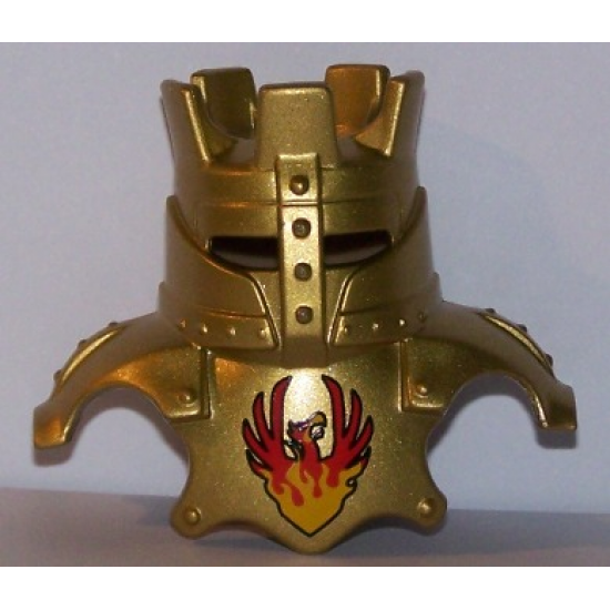 Duplo, Figure Wear & Utensil Clothing Head Armor with Gold Crown and Gold Breastplate and Phoenix Pattern