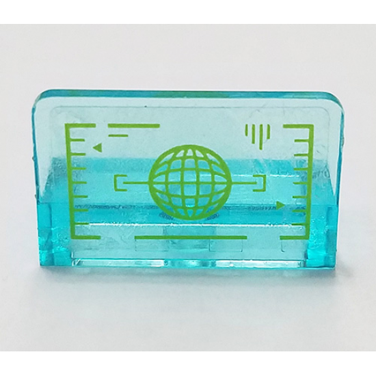 Panel 1 x 2 x 1 with Lime Head-Up Display (HUD) with Wire Frame Globe Pattern (Sticker) - Set 76023