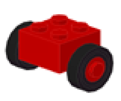 Wheel & Tire Assembly Brick, Modified 2 x 2 with Wheels Red for Single Tire, with Black Tires 14mm D. x 4mm Smooth Small Single (3137c01 / 3139)