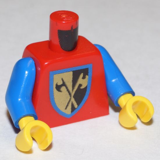 Torso Castle Crusaders Crossed Axe Shield Pattern / Blue Arms / Yellow Hands