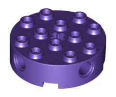 Brick, Round 4 x 4 with 4 Side Pin Holes and Center Axle Hole