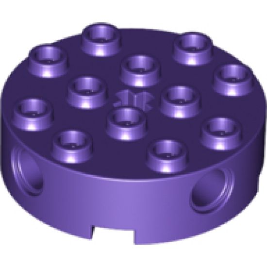 Brick, Round 4 x 4 with 4 Side Pin Holes and Center Axle Hole