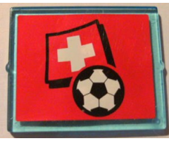 Glass for Window 1 x 4 x 3 with Flag of Switzerland and Soccer Ball on Red Background Pattern (Sticker) - Set 3407