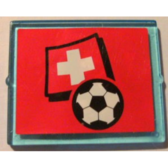 Glass for Window 1 x 4 x 3 with Flag of Switzerland and Soccer Ball on Red Background Pattern (Sticker) - Set 3407