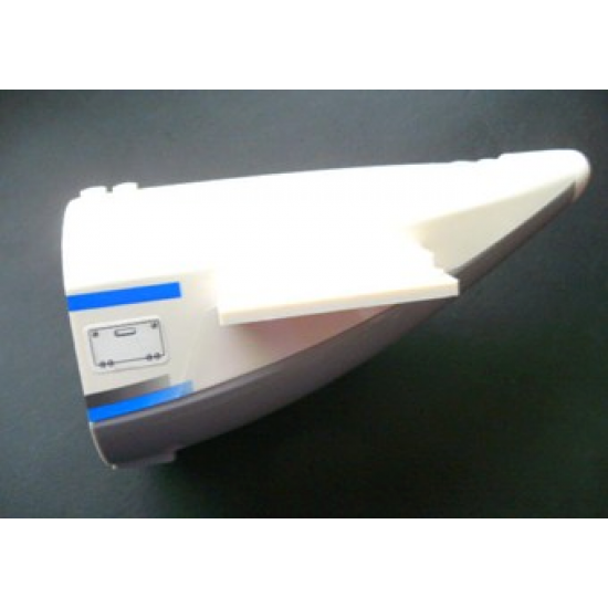 Aircraft Fuselage Curved Aft Section with Light Bluish Gray Base with Dark Bluish Gray and Blue Stripes and Access Panel Pattern (Stickers) - Set 7893