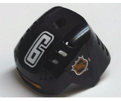 Sports Hockey Helmet with NHL Logo Both Sides, White Number 6 and Orange Stripe Pattern (Stickers) - Set 3543
