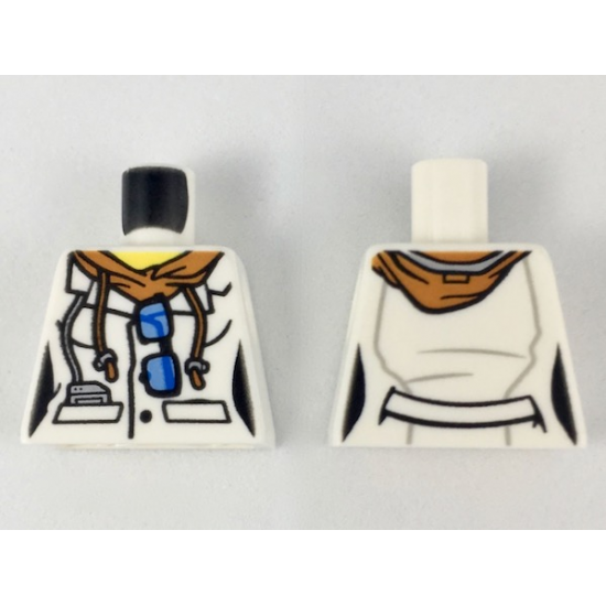Torso Lab Coat Female with Dark Orange Hoodie and Sunglasses Pattern