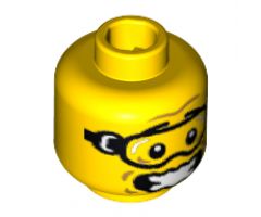 Minifigure, Head Glasses with Skydiver Goggles, Open Mouth and Scared Pattern - Blocked Open Stud