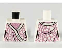 Torso Female Metallic Pink Robe with White Hems, Spots, and Shirt with White Filigree Pattern