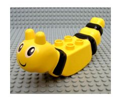 Duplo, Animal Insect Body with 2 x 2 Studs and Antenna with Black Eyes, Smile, and Stripes Pattern