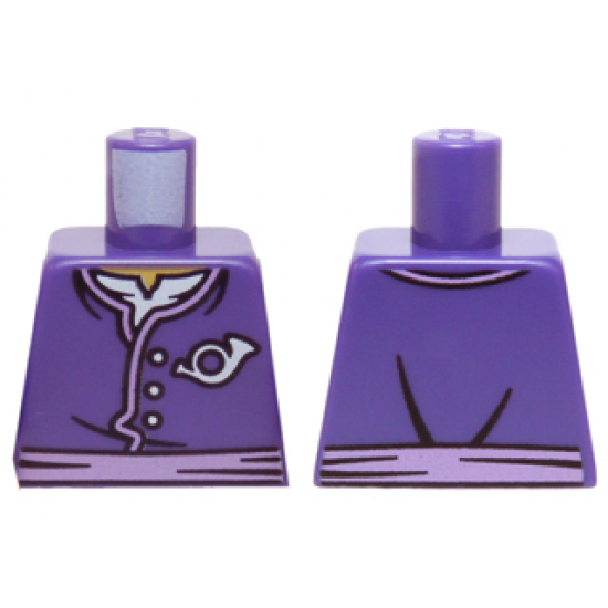Torso Ninjago Jacket with Three White Buttons, Medium Lavender Belt, White Undershirt and Mail Horn Symbol Pattern