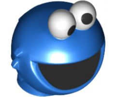 Minifigure, Head, Modified Sesame Street Cookie Monster with White Eyes and Black Mouth Pattern