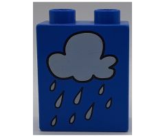 Duplo, Brick 1 x 2 x 2 with Rain Cloud Pattern