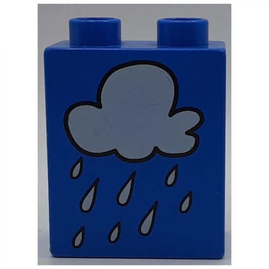 Duplo, Brick 1 x 2 x 2 with Rain Cloud Pattern