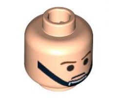 Minifigure, Head Male Brown Eyebrows and Black Chin Strap Pattern - Blocked Open Stud