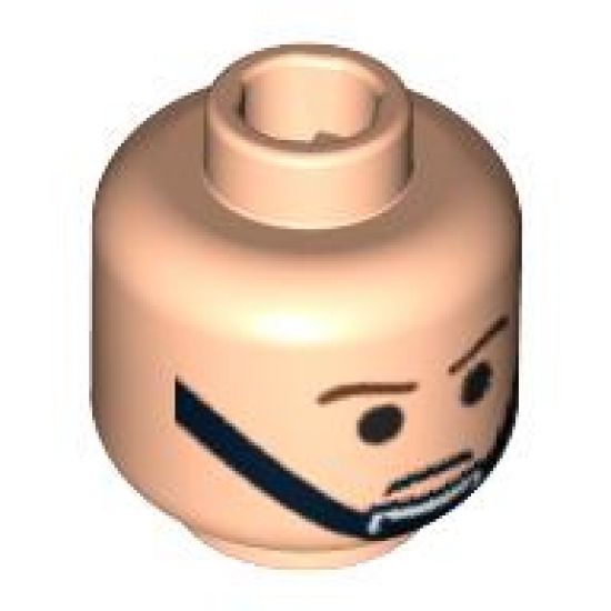 Minifigure, Head Male Brown Eyebrows and Black Chin Strap Pattern - Blocked Open Stud