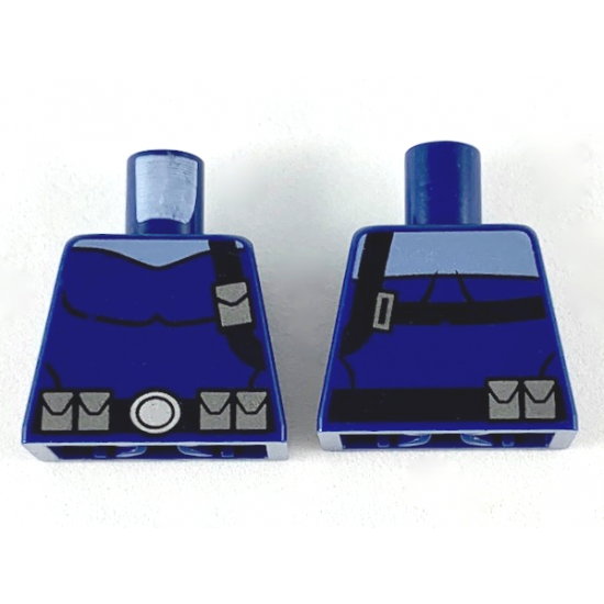 Torso Spider-Man Black Shoulder Strap and Belt with Silver Pouches on Front and Back Pattern (Nick Fury)