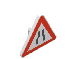 Road Sign 2 x 2 Triangle with Clip with Lane Merge Pattern