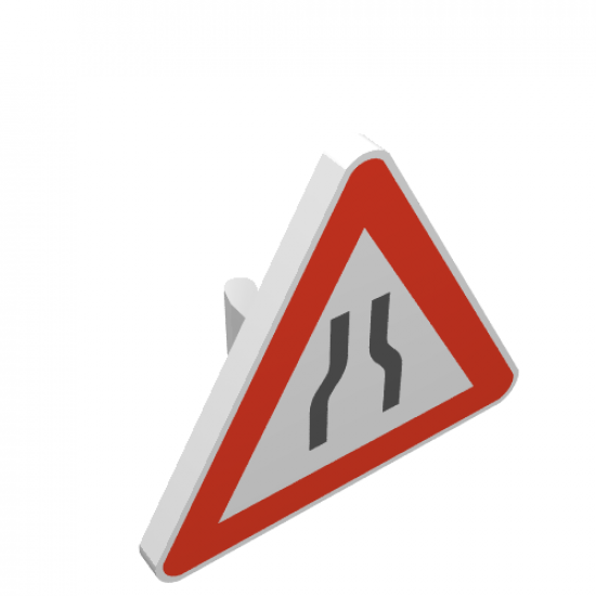 Road Sign 2 x 2 Triangle with Clip with Lane Merge Pattern