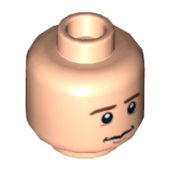 Minifigure, Head Dual Sided LotR Pippin Brown Eyebrows, Anxious / Scared Pattern - Hollow Stud