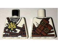 Torso Ninjago Brown Rope, Gold Medallion and Silver Undershirt Front, Scabbards on Back Pattern