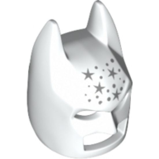 Minifigure, Headgear Mask Batman Cowl (Angular Ears, Pronounced Brow) with Silver Stars and Dots Pattern