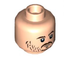 Minifigure, Head Dual Sided Beard Stubble, Brown Eyebrows, Smile / Neutral Pattern (SW Cassian Andor) - Hollow Stud