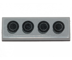 Tile 1 x 3 with 4 Black Engine Cylinders Pattern (Sticker) - Set 40409