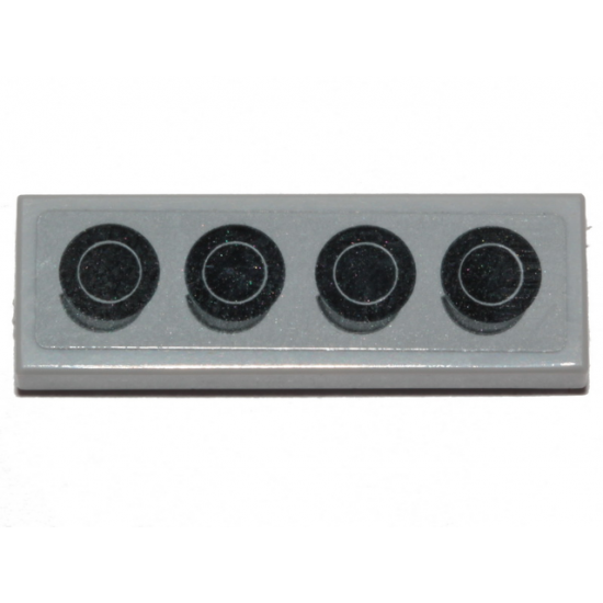 Tile 1 x 3 with 4 Black Engine Cylinders Pattern (Sticker) - Set 40409