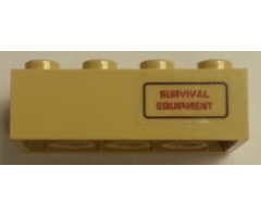 Brick 2 x 4 with 'SURVIVAL EQUIPMENT' and Black Border on Transparent Background Pattern (Sticker) - Set 7298