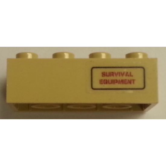 Brick 2 x 4 with 'SURVIVAL EQUIPMENT' and Black Border on Transparent Background Pattern (Sticker) - Set 7298