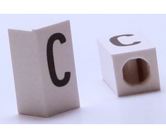 Tile, Modified 1 x 2 x 5/6 with Stud Hole in End and Black 'C' Upper Case Pattern