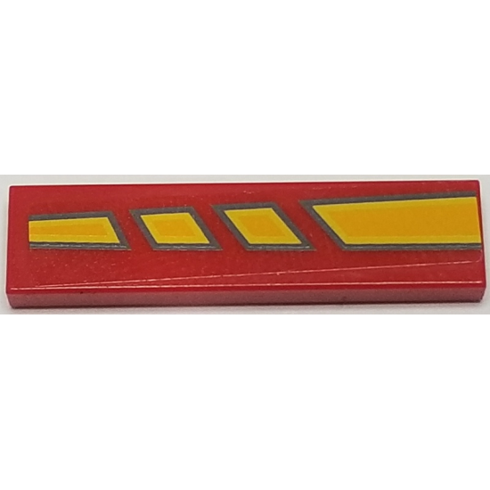 Tile 1 x 4 with Bright Light Orange and Dark Bluish Gray Tapered and Broken Lines Pattern Model Left Side (Sticker) - Set 10200