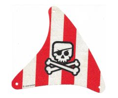 Cloth Sail Triangular with Red Stripes, Skull with Eyepatch and Crossbones Pattern